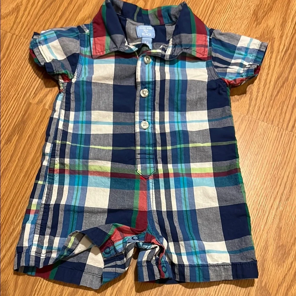 TCP Plaid Baby Romper - Blue, Red, Green Size 3-6M